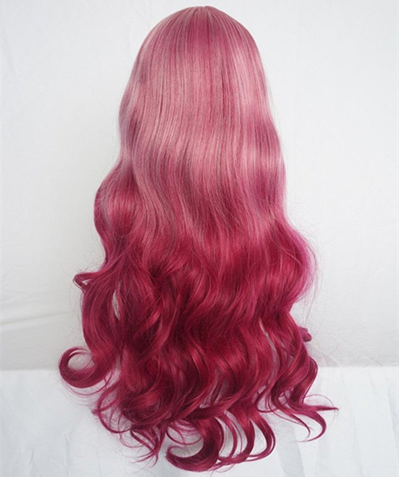 Wig Female Long Curly Hair Big Wavy Bangs Red