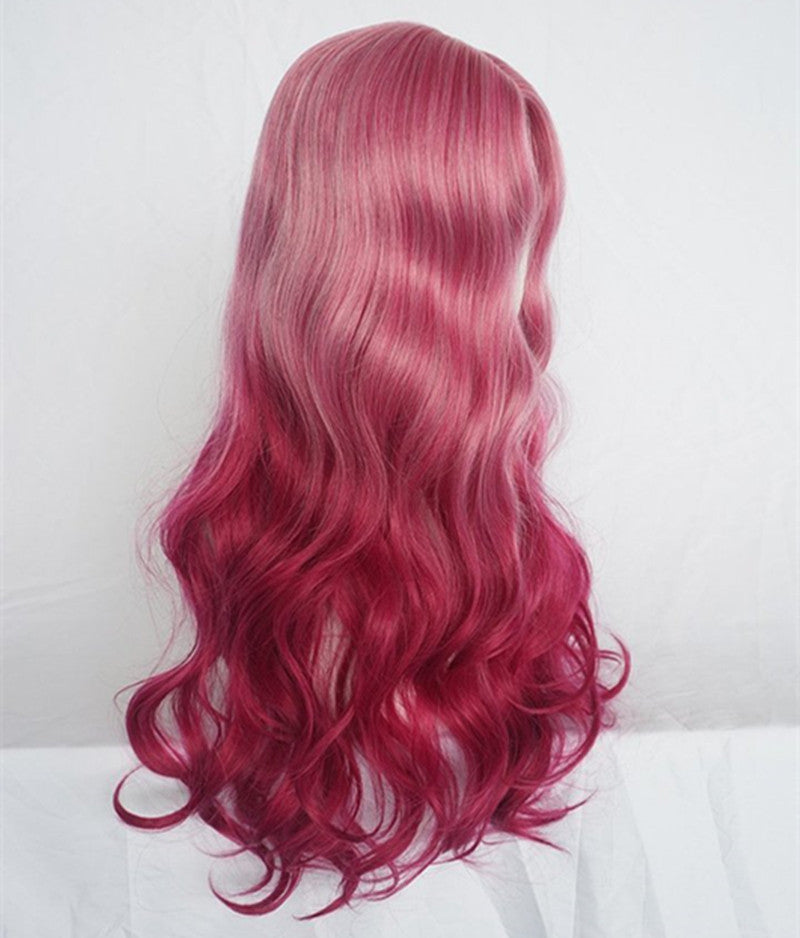 Wig Female Long Curly Hair Big Wavy Bangs Red