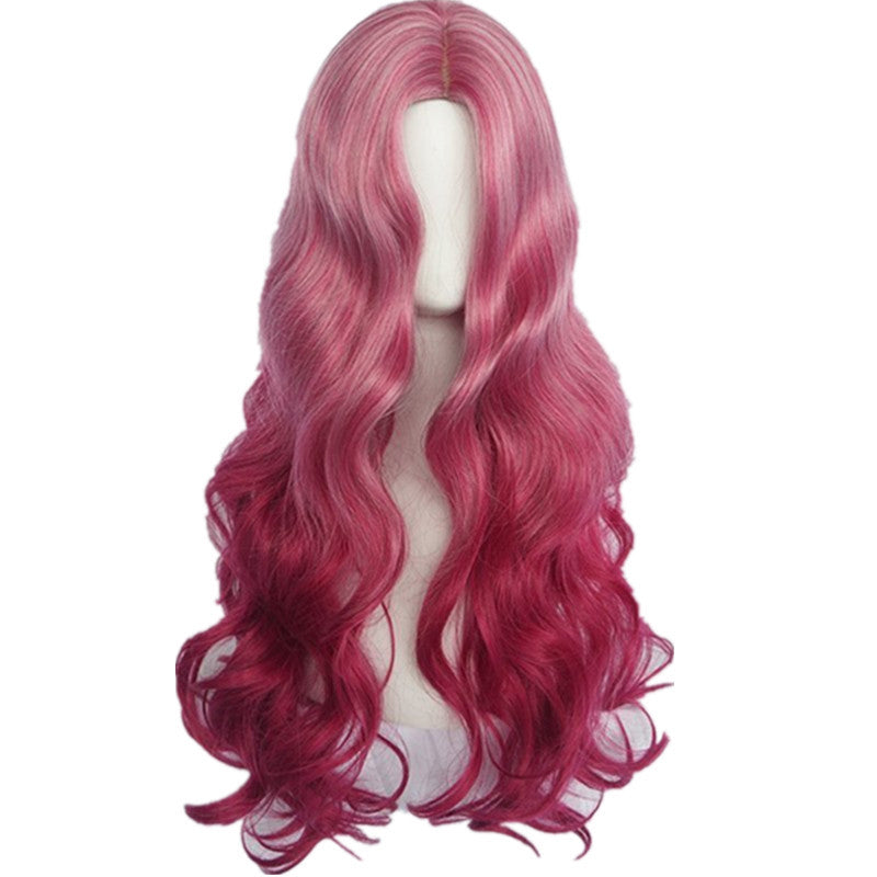 Wig Female Long Curly Hair Big Wavy Bangs Red