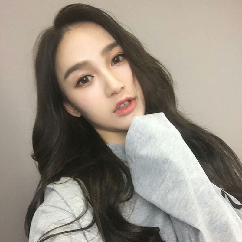 Mid-length long curly hair female wig